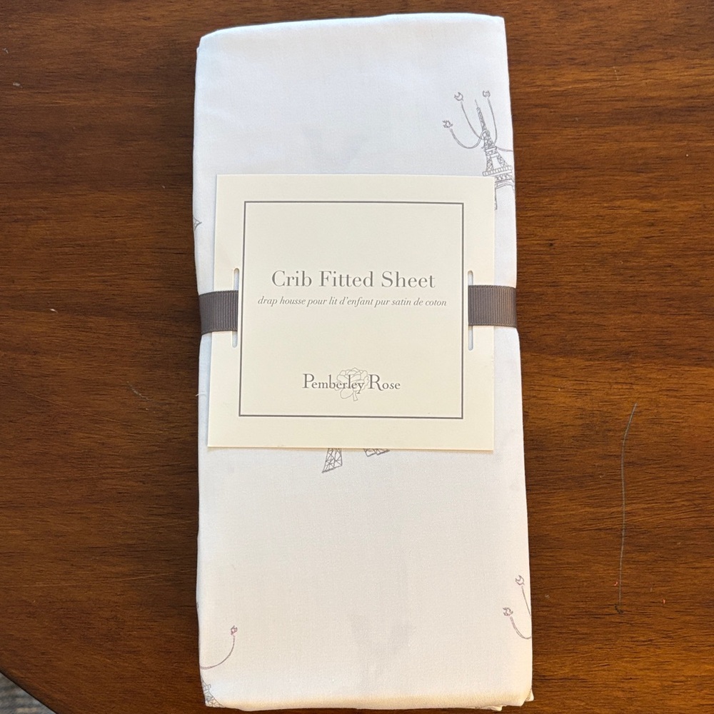 Pemberley Rose White Crib Fitted Sheet
